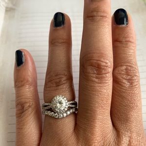 Genuine Moissanite Wedding Ring Set